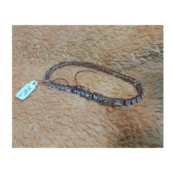 Gold Vermeil Crystal Tennis Bracelet - Picture 3 of 6